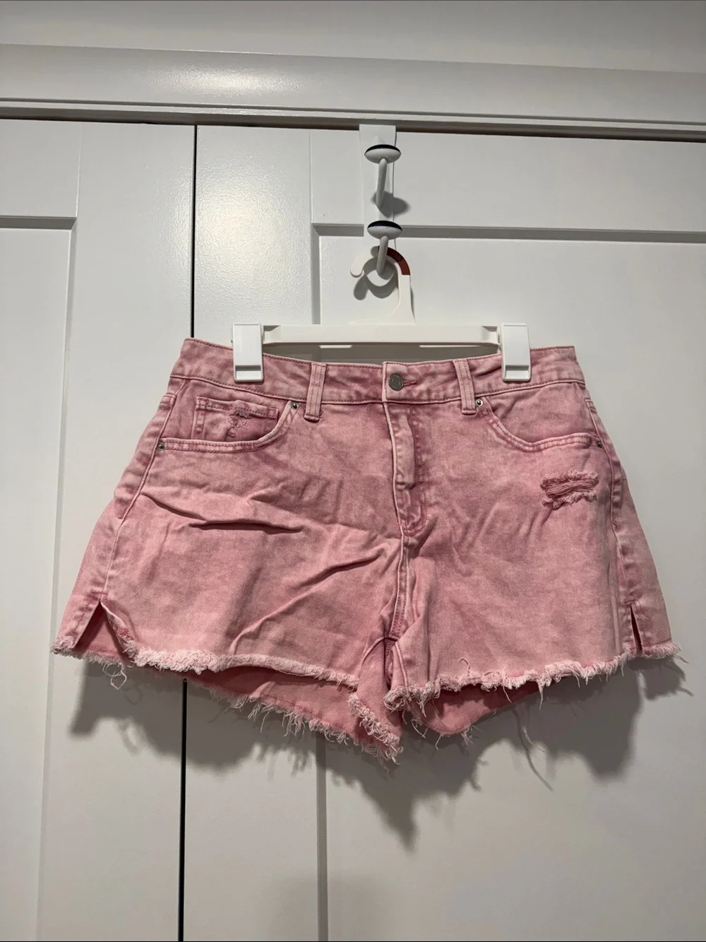Time and Tru Pink Distressed Denim Cutoff Shorts